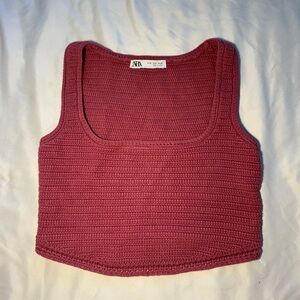 Zara Pinkish Red Crochet Tank top 🟣